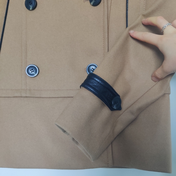 *Club Monaco Franci Tan Wool Pea Coat with Black Trim - Small - Picture 4 of 10